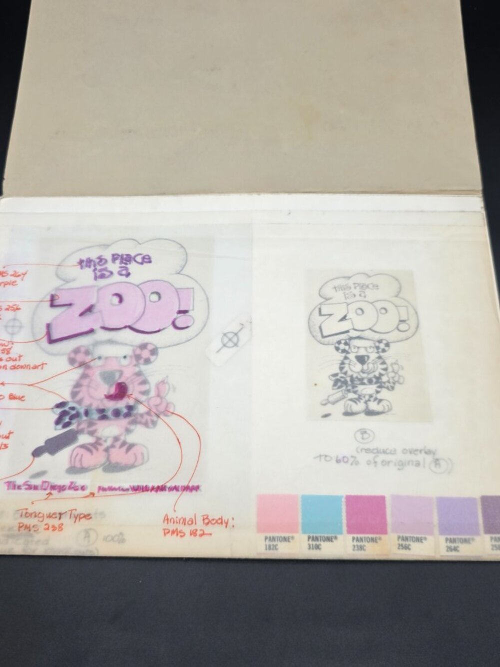San Diego Zoo cartoon concept art mike schnorr Vintage 1980 Iconic tiger